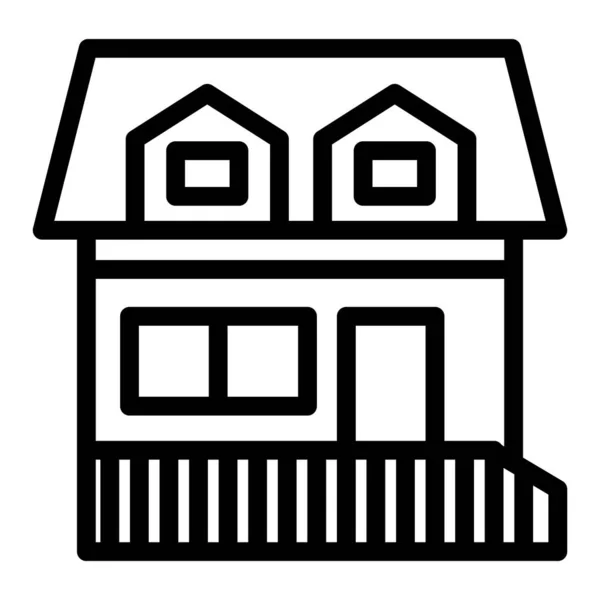 Casa con dos ventanas mansarda icono de la línea. Cabaña con ilustración de vector ático aislado en blanco. Inicio esquema diseño de estilo, diseñado para la web y la aplicación. Eps 10 . — Archivo Imágenes Vectoriales