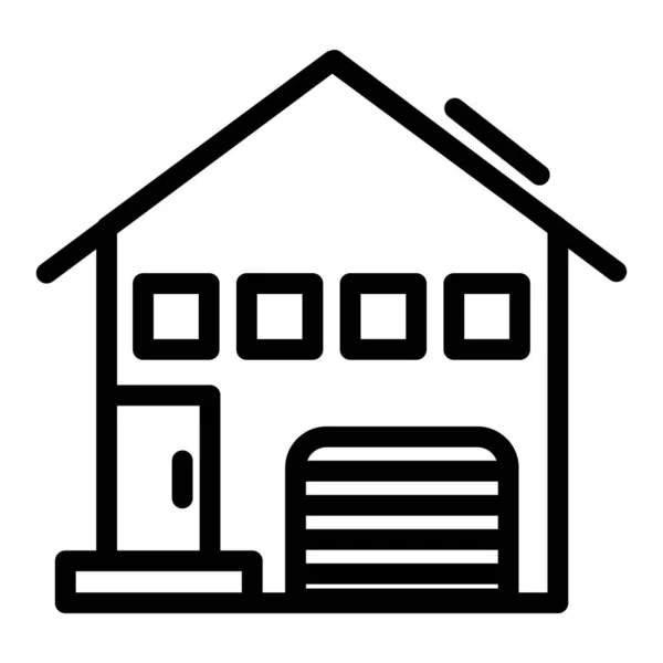 Haus mit kleinen Fenstern Zeilensymbol. Häuschen mit Satteldach-Vektordarstellung isoliert auf weiß. Startseite skizziert Stil-Design, für Web und App entwickelt. Eps 10. — Stockvektor