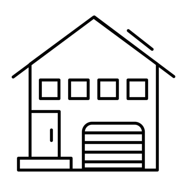 House with small windows thin line icon. Cottage with gable roof vector illustration isolated on white. Home outline style design, designed for web and app. Eps 10. — Stock Vector