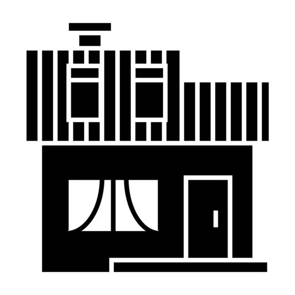 Podkrovní pevná ikona. Dům s mansardovou vektorovou ilustrací izolovanou na bílém. Návrh stylu stavebního glyfu, určený pro web a aplikaci. Eps 10. — Stockový vektor