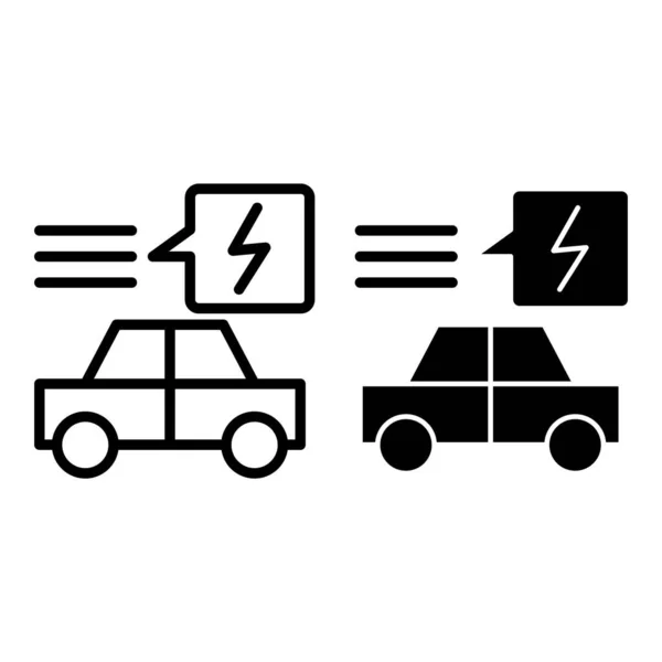 Elektroauto-Linie und Glyphen-Symbol. Ökologie Automobil Vektor Illustration isoliert auf weiß. Ökologie Transport skizziert Stil-Design, entworfen für Web und App. Eps 10. — Stockvektor