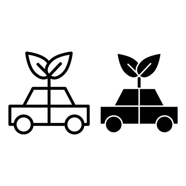 Eco-auto lijn en glyph pictogram. Ecologie voertuig vector illustratie geïsoleerd op wit. Eco transport overzicht stijl ontwerp, ontworpen voor web en app. Eps 10. — Stockvector