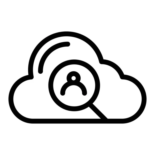 Ícone de linha de pesquisa em nuvem. Pesquisa de usuários em ilustrações vetoriais em nuvem isoladas em branco. Encontre em design de estilo de contorno de nuvem, projetado para web e aplicativo. Eps 10 . — Vetor de Stock