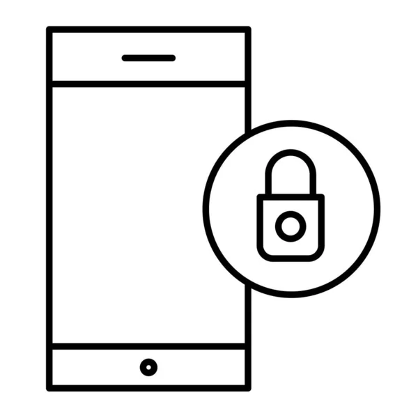 Smartphone lock screen thin line icon. Security on smartphone vector illustration isolated on white. Mobile phone protection outline style design, designed for web and app. Eps 10. — Stock Vector