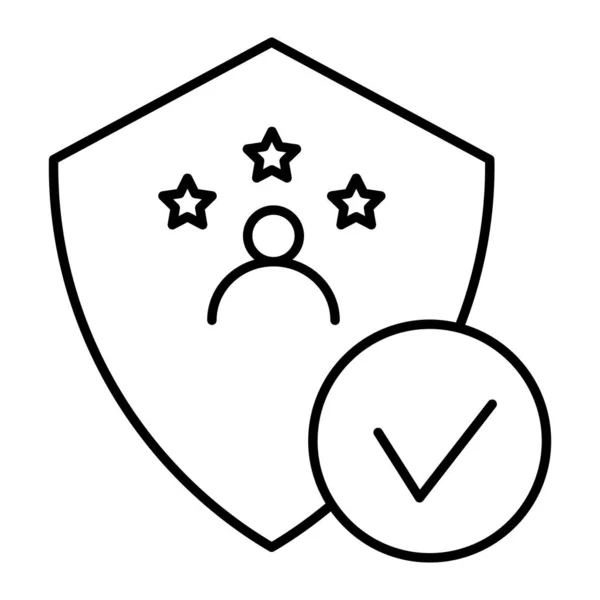 Verifiziertes Benutzer-Thin-Line-Symbol. Genehmigte Darstellung des Kontovektors isoliert auf weiß. Schild mit Person und Sternen skizziert Stil-Design, entworfen für Web und App. Eps 10. — Stockvektor