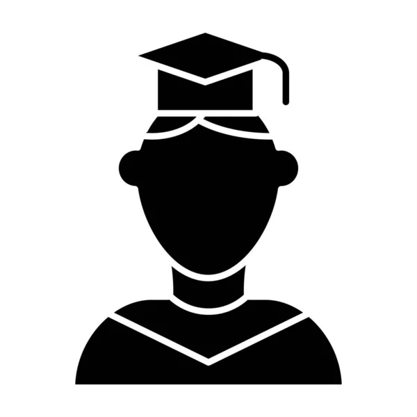 Випускник твердого значка. Людина в випускному капелюсі Векторні ілюстрації ізольовані на білому. Студент у дизайні випускної кепки гліфів, розроблений для веб та додатків. Епс 10 . — стоковий вектор