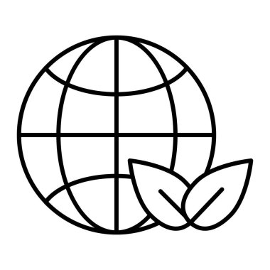 İnce çizgi ikonuyla Dünya. Beyaz üzerine izole edilmiş ekolojik işaret vektör illüstrasyonlu dünya. Ekoloji gezegeni tasarımı, web ve uygulama için tasarlandı. Eps 10.