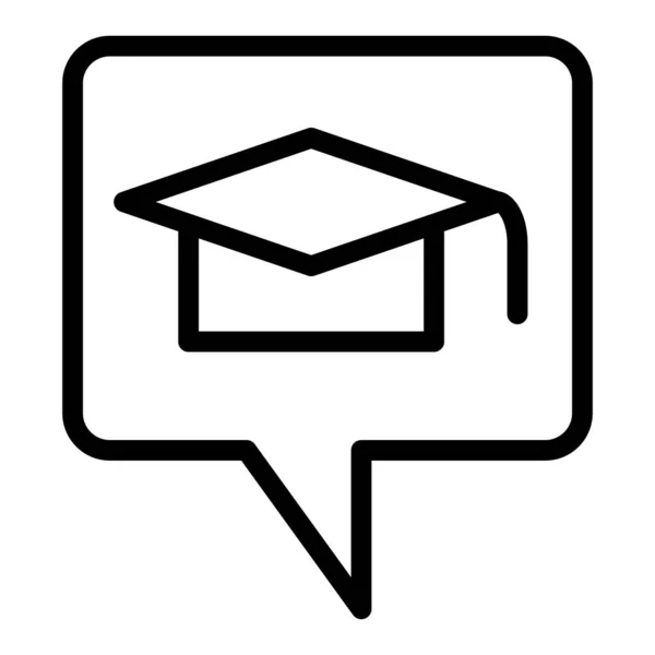 Ikona řádku odstupňování. Absolvent klobouk v řeči bublina vektorové ilustrace izolované na bílém. Graduation cap in speech bubble outline style design, designed for web and app. Eps 10. — Stockový vektor