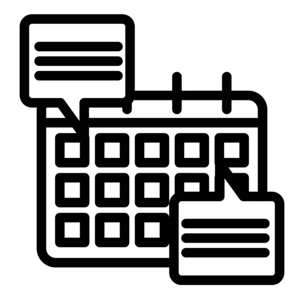 Kalender med tal bubblor linje ikon. Kalender med doings vektor illustration isolerad på vitt. Dataplanerare skissera stil design, utformad för webb och app. Eps 10. — Stock vektor