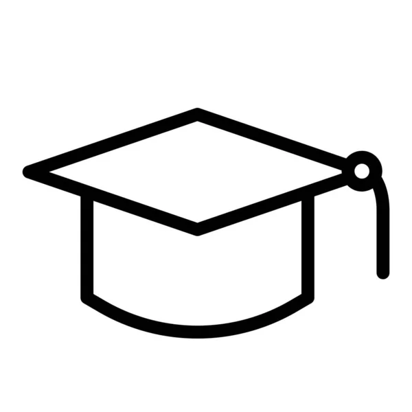 Значок выпускной линии шляпы. Векторная иллюстрация образования изолирована на белом. Окончательный колпачок очертания стиль дизайна, предназначенный для веб и приложения. Eps 10 . — стоковый вектор