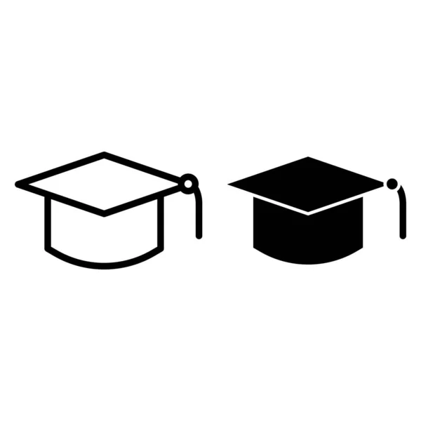 Graduate hoed lijn en glyph pictogram. Onderwijs vector illustratie geïsoleerd op wit. Graduation cap outline stijl ontwerp, ontworpen voor web en app. Eps 10. — Stockvector