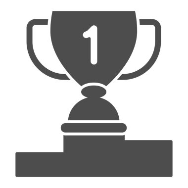 Kaya gibi sağlam bir ikon, spor konsepti, beyaz arka planda kupa işareti, mobil konsept ve web tasarımı için glyph tarzı ödül ikonu. Vektör grafikleri.