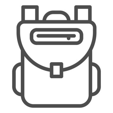 Sırt çantası simgesi, okul konseptine dönüş, beyaz arka planda okul çantası tabelası, mobil konsept ve web tasarımı için taslak biçimli sırt çantası simgesi. Vektör grafikleri.