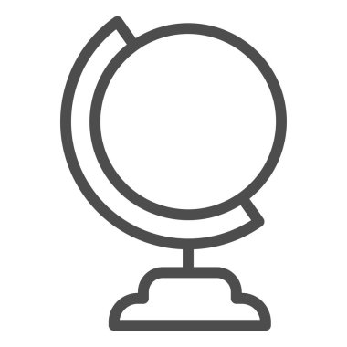 Küre çizgisi ikonu, okul kavramına dönüş, beyaz arka planda Dünya tabelası, mobil konsept ve web tasarımı için ana hatlar şeklinde Globe simgesi. Vektör grafikleri.