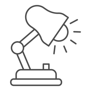 Masa lambası ince çizgi simgesi, eğitim konsepti, masa lambası işareti beyaz arka plan, mobil konsept ve web tasarımı için ana hatlı lamba simgesi. Vektör grafikleri.