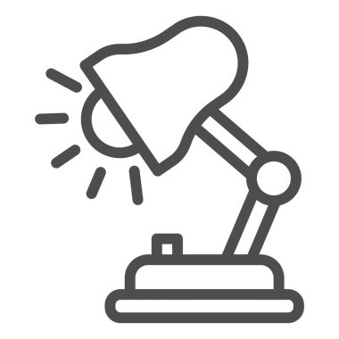 Masa lambası çizgisi simgesi, eğitim konsepti, masa lambası işareti beyaz arka plan, mobil konsept ve web tasarımı için ana hatlı lamba simgesi. Vektör grafikleri.