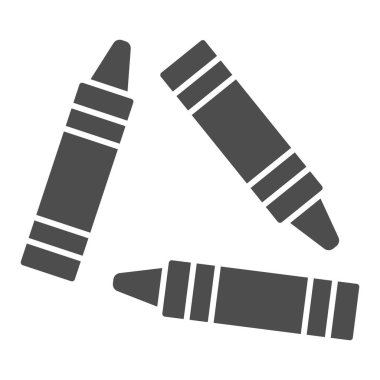 Balmumu boya kalemleri katı ikon, okul konseptine dönüş, beyaz arka planda renkli kalemler, mobil konsept ve web tasarımı için renkli boya kalemleri simgesi. Vektör grafikleri.