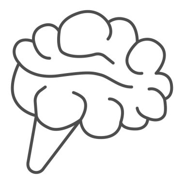 İnsan beyni ince çizgi ikonu, anatomi ve bilim konsepti, beyaz arka planda akıl ya da zeka sembolü, mobil konsept ve web tasarımı için ana hatlı beyin ikonu. Vektör grafikleri.