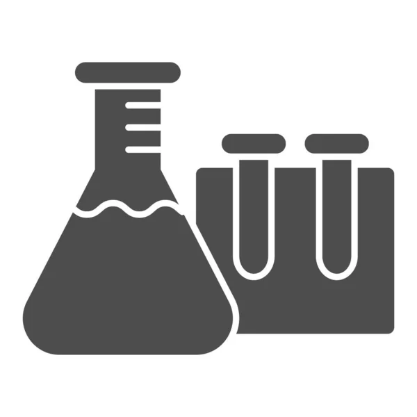 Beakers for chemistry solid icon, concepto educativo, muestra de cristalería de laboratorio sobre fondo blanco, icono de tubos de prueba en estilo glifo para concepto móvil y diseño web. Gráficos vectoriales . — Vector de stock