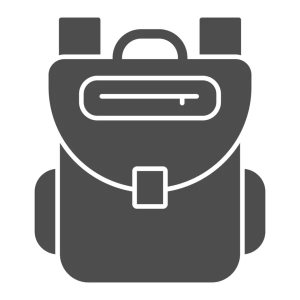 背包坚实的图标，回到学校的概念，白色背景的书包标志，背包风格的图标移动概念和网页设计。矢量图形. — 图库矢量图片