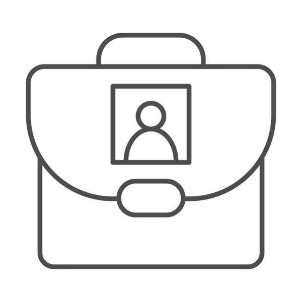 Osobní školní taška tenká čára ikona, Zpět do školy koncept, taška s foto značkou na bílém pozadí, Osobní portfolio ikona v obrysu stylu pro mobilní koncept a web design. Vektorová grafika. — Stockový vektor