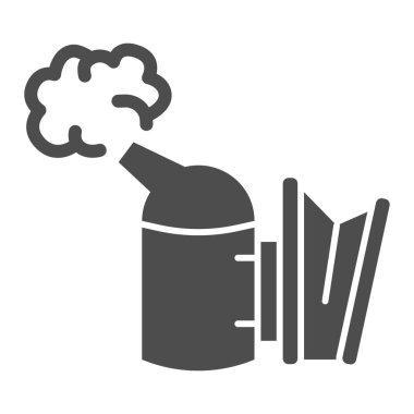 Arı içicisi katı ikon, arıcı araçları konsepti, arılar için sigara içen beyaz arka planda, mobil konsept ve web tasarımı için glifli sigara içme ikonu. Vektör grafikleri.