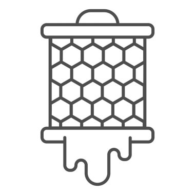 Arı kovanının ince çizgi ikonundan bal petekleri, arıcılık konsepti, beyaz arka planda bal peteği işareti olan bal arısı balı, mobil ve web tasarımı için taslak biçimli bal petekleri ikonu. Vektör grafikleri.