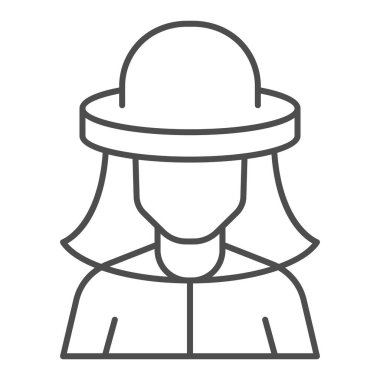 Arıcı ince çizgi ikonu, arıcılık konsepti, koruyucu şapka tabelası beyaz arka planda, arıcı adam simgesi, mobil ve web için taslak tarzı. Vektör grafikleri.