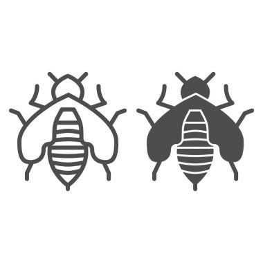 Arı hattı ve sağlam ikon, Bal konsepti, beyaz arka planda bal arısı işareti, mobil konsept ve web tasarımı için ana hatlı bal arısı ikonu. Vektör grafikleri.