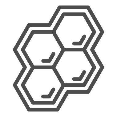 Bal peteği çizgisi ikonu, Bal ve Arı konsepti, beyaz arka planda bal hücreleri, taşınabilir konsept ve web tasarımı için ana hatlı bal peteği ikonu. Vektör grafikleri.