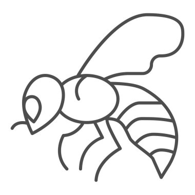 Arı ince çizgi ikonu, bal arısı konsepti, beyaz arka planda bal arısı işareti, mobil konsept ve web tasarımı için ana hatlarıyla uçan böcek simgesi. Vektör grafikleri.