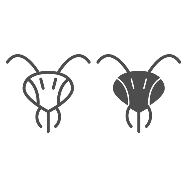 Head of bee line and solid icon, Honey concept, insect head sign on white background, wasp icon in outline style for mobile concept and web design. Vector graphics. — Stock Vector