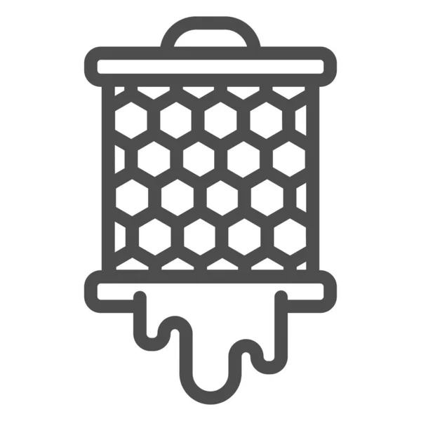 Griglia con favi da icona della linea alveare, concetto di apicoltura, miele d'api in cartello a nido d'ape su sfondo bianco, icona a nido d'ape in stile contorno per mobile e web design. Grafica vettoriale. — Vettoriale Stock