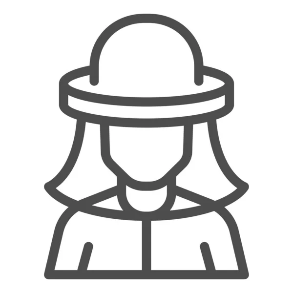 Icono de línea de apicultor, concepto de apicultura, abejero en signo sombrero de protección sobre fondo blanco, icono de hombre apicultor en estilo de esquema para móviles y web. Gráficos vectoriales . — Vector de stock