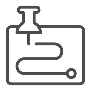 Konum imleci ve yol çizgisi simgesi, navigasyon konsepti, beyaz arkaplandaki işaret iğnesi işareti ile noktadan noktaya uzaklık, mobil ve web için yol simgesi biçimi. Vektör grafikleri.