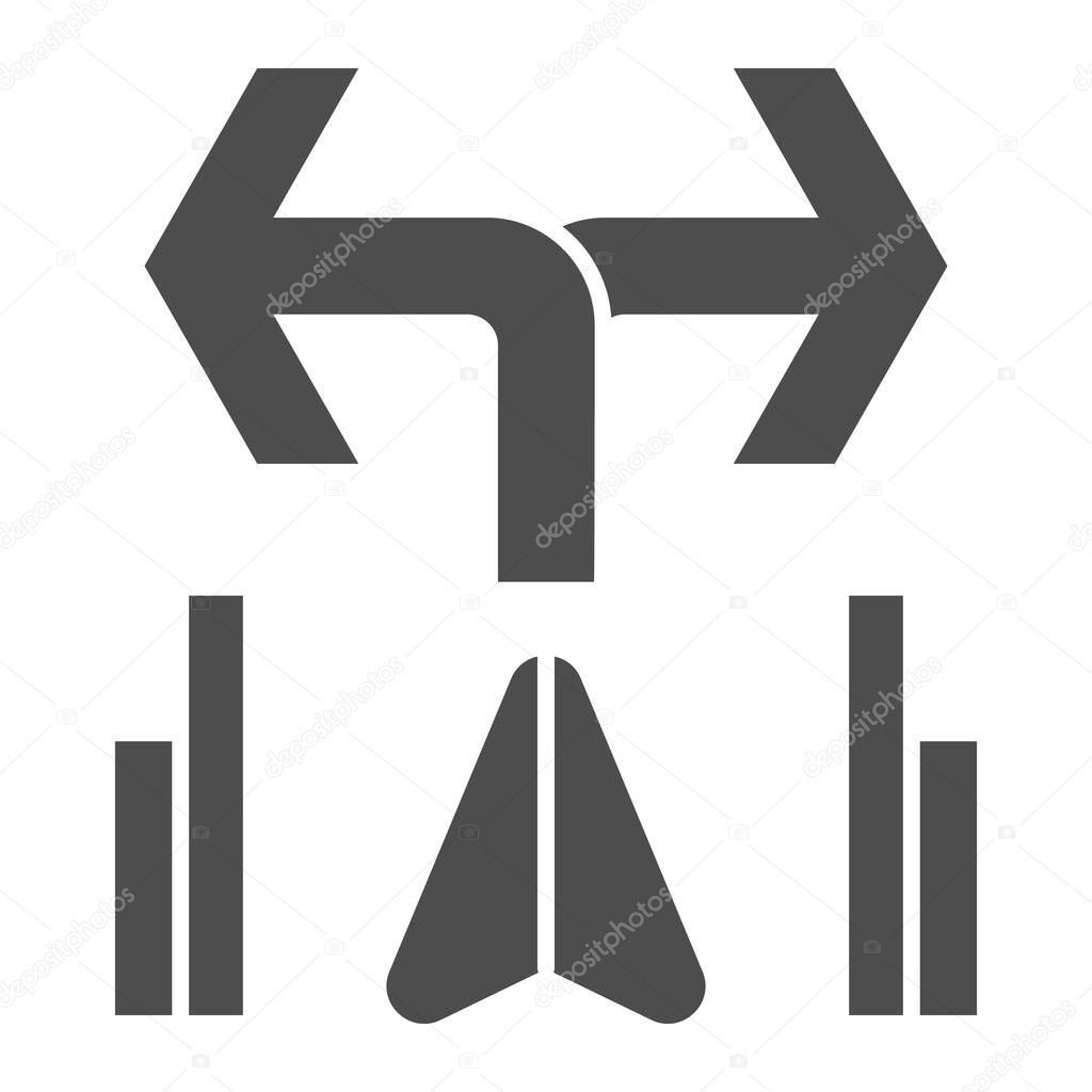 GPS movement navigator signals solid icon, Navigation concept, Direction sign on white background, Movement marker and turn signals icon in glyph style for mobile and web. Vector graphics.