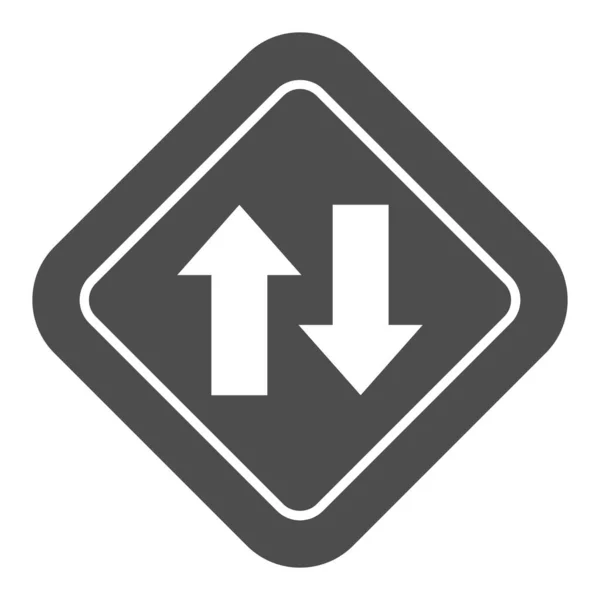 Tweerichtingsverkeer solide pictogram, Navigatie concept, verkeersbord op witte achtergrond, Tweerichtingsverkeer pictogram in glyph stijl voor mobiel concept en web design. vectorgrafieken. — Stockvector