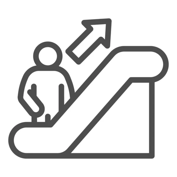 Person on escalator sign line icon, Navigation concept, Escalator up sign on white background, elevator icon in outline style for mobile concept and web design. Vector graphics. — Stock Vector