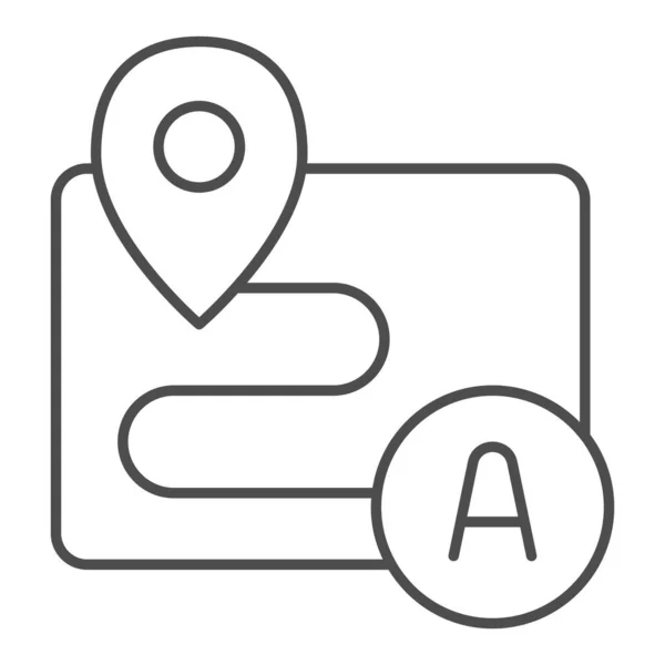 Distance entre les points avec marqueur de position icône de ligne mince, Concept de navigation, Route avec marqueurs signe sur fond blanc, Chemin entre les pointeurs de broches icône dans le style de contour. Graphiques vectoriels. — Image vectorielle