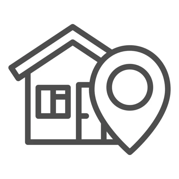 Umístění ikony linie domu, Navigační koncept, domácí ukazatel na bílém pozadí, ukazatel polohy s ikonou domu ve stylu osnovy pro mobilní koncept a web design. Vektorová grafika. — Stockový vektor