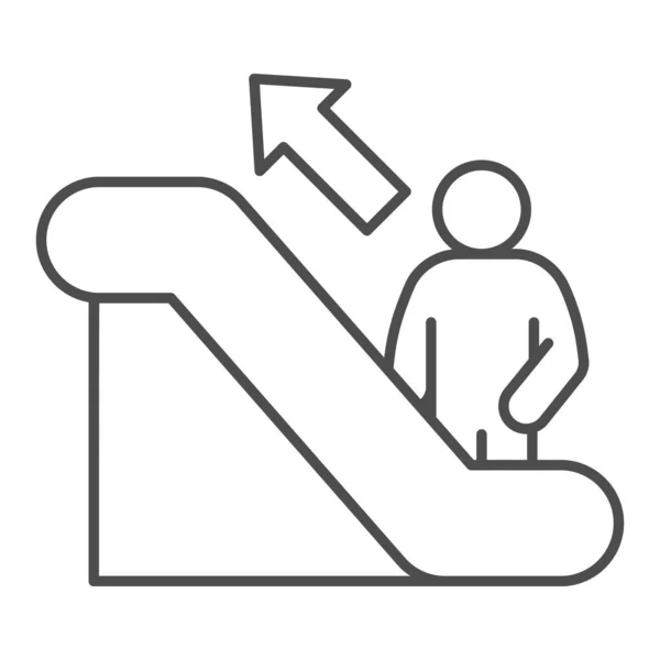 Person on escalator sign thin line icon, Navigation concept, Escalator up sign on white background, elevator icon in outline style for mobile concept and web design. Vector graphics. — Stock Vector