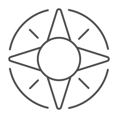 Pusula ince çizgi simgesi, navigasyon konsepti, arka planda rüzgar gülü işareti, mobil konsept ve web tasarımı için ana hatlı rüzgar gülü simgesi. Vektör grafikleri.