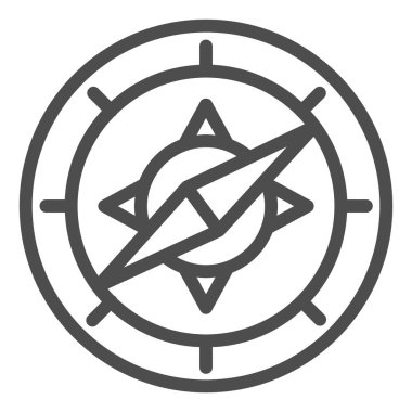 Pusula çizgisi simgesi, Navigasyon konsepti, beyaz arka planda Navigator, mobil konsept ve web tasarımı için ana hatlı rüzgar gülü simgesi. Vektör grafikleri.