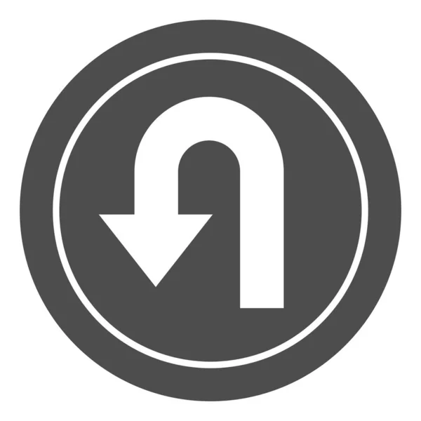 U-turn verkeersbord solide pictogram, Navigatie concept verkeersbord met turn symbool op witte achtergrond, U-Turn verkeersbord pictogram in glyph stijl voor mobiele concept en web design. vectorgrafieken. — Stockvector