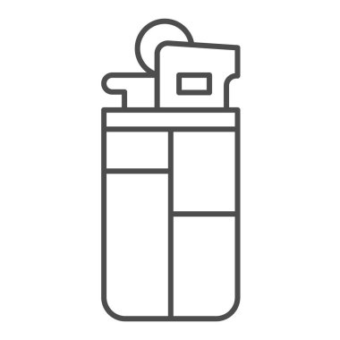 Tek kullanımlık gaz lambası, ince çizgi simgesi, sigara içme konsepti, beyaz arka planda gaz lambası işareti, mobil konsept ve web tasarımı için daha hafif simge. Vektör grafikleri.