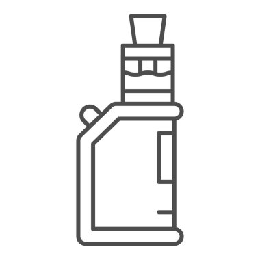 Elektronik sigara, ince çizgi ikonu, sigara içme konsepti, beyaz arka planda E-sigara tabelası, mobil konsept ve web tasarımı için ana hatlı simge. Vektör grafikleri.