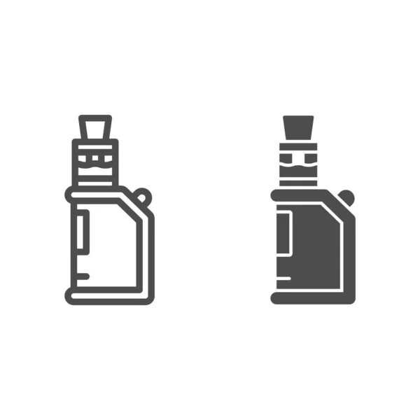 전자 담배 라인 과 고체 아이콘, 흡연 컨셉, 흰색 배경 의 E-Cigarette sign, 모바일 컨셉 과 웹 디자인의 개요 형식의 증기 아이콘. 벡터 그래픽. — 스톡 벡터