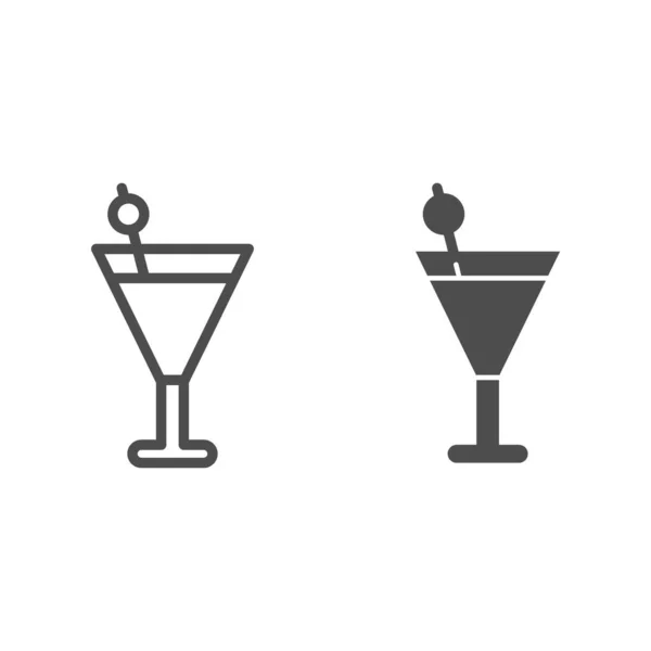 Kokteyl kuyruğu ve sağlam ikon, içecek konsepti, beyaz arka planda martini işareti, mobil konsept ve web tasarımı için ana hatlı plaj kokteyl ikonu. Vektör grafikleri. — Stok Vektör