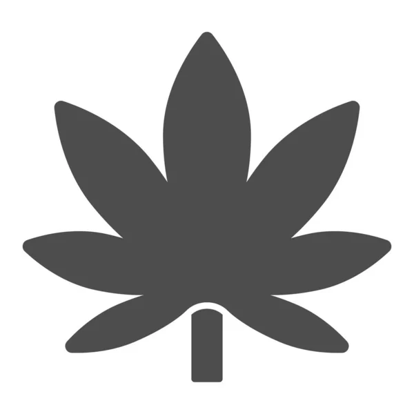 Icono sólido de hoja de cannabis, concepto de fumar, signo de malezas sobre fondo blanco, icono de hoja de marihuana en estilo glifo para concepto móvil y diseño web. Gráficos vectoriales . — Archivo Imágenes Vectoriales