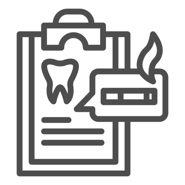 Tandläkare frågeformulär line ikon, Rökning koncept, skada av rökning i checklista tecken på vit bakgrund, rökare medicinsk lista ikon i kontur stil för mobil, webbdesign. Vektorgrafik. — Stock vektor
